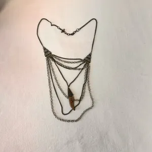 Vintage Women's Necklace Multi Strand Brass Gold Tone Western Retro Boho Layered thumbnail 6