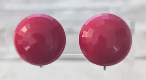 Vintage Dalshem Clip On Earrings Red Faceted Circle 7/8" thumbnail 1