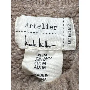 Artelier Nicole Miller Fair Isle Mock Neck Sweater Medium Brown Nordic Yoke Knit thumbnail 7