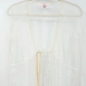 Victorias Secret‎ VS Ethereal Bridal Whimsical Lace Mesh Sheer Kimono Robe M/L thumbnail 5