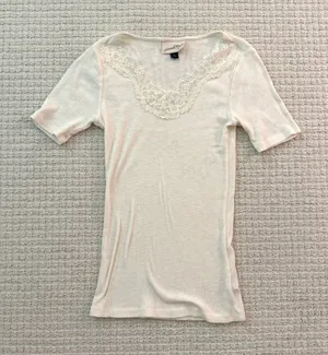 Cream Lace Short Sleeve Blouse  thumbnail 1