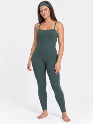 All in Motion M Green Open Back Active Jumpsuit Unitard Square Neck Workout thumbnail 10