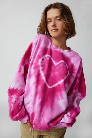 Urban Outfitters Pink Heart Sweatshirt Tie-Dye thumbnail 1