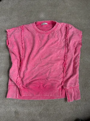 Zenana Pink Washed Oversized Sweatshirt – S/M thumbnail 2
