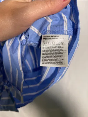 H&M Womens Tie Front Poplin Blouse Blue White Stripe Xl New With Tags thumbnail 4