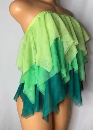 Green mesh layered skirt thumbnail 5