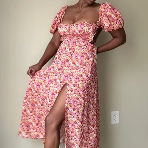 For Love and Lemons Pink Floral Midi Dress Size Small thumbnail 2