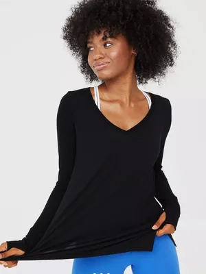 Aerie Offline Charcoal Jersey Stretch Lounge Long Sleeve Top thumbnail 1