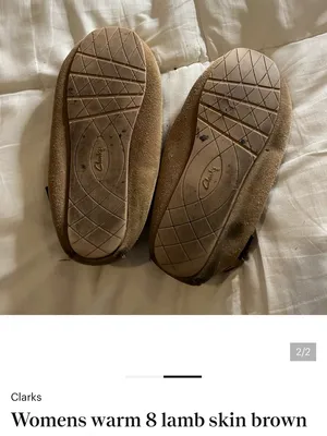 Clarks Women's Brown Suede Moccasins with Cream Faux-Fur Trim thumbnail 2