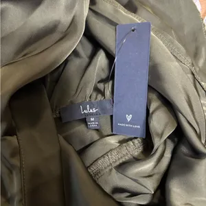 Lulus Classic Elegance Olive Satin Sleeveless Mock Neck Maxi Dress thumbnail 9