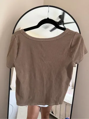 Hollister Scoop Neck Short Sleeve Top - Brown Taupe thumbnail 4
