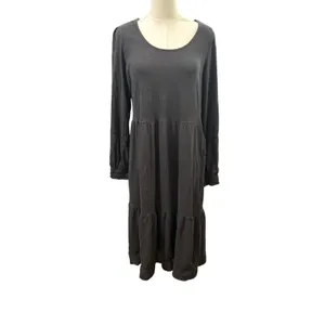 Canyon Retreat dark grey linen blend midi dress medium modest thumbnail 2