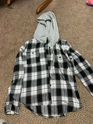 Shein Flannel Hooded Shirt thumbnail 1