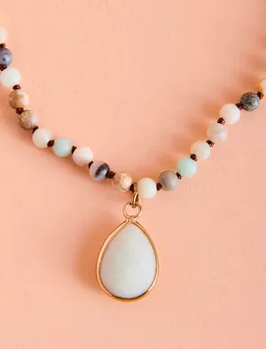 Earthbound Jade Mini Bead Pendant Necklace thumbnail 1