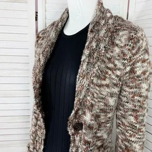 Billabong Marled Cardigan Sweater Brown Multi Juniors Large‎ Button Shawl Collar thumbnail 6