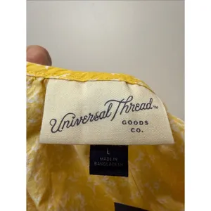 Universal Threads NWT Long Sleeve Cropped Yellow Floral Neck Tie Blouse Size L thumbnail 5