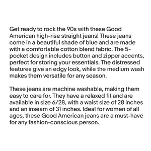 Good American Jeans New Good Blue 90’s Icon Sz 28 thumbnail 5