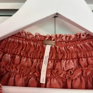 Free people orange mineral wash Ainsley ruffle blouse small thumbnail 5