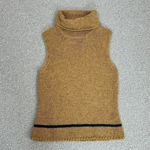 Jones New York Sleeveless Nylon Knit Turtleneck Sweater Tan Medium‎ Preppy thumbnail 12