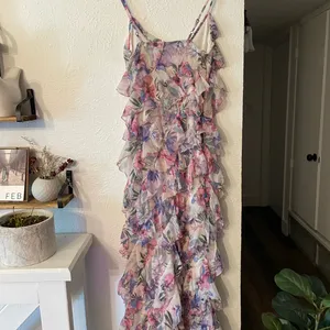 Anthropologie BHLDN Jia print bias cut ruffle Floral Maxi Dress thumbnail 4