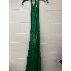 L’IDEE Sz10 Emerald Green Pleated Satin Halter Renaissance Cocktail Evening Gown thumbnail 7