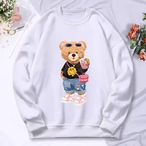Boutique New White Bear Printing Fleece Sweatshirt. Size Large thumbnail 1