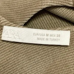 Zara Women's Olive Green Ribbed Knit Open Back Backless Tie Crop Top Size M thumbnail 4
