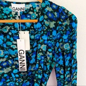 GANNI Azure Blue‎ Wrap Dress 34 thumbnail 8