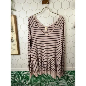 We the Free Pink Striped Tunic Lightweight Long Sleeve Top - Size - Medium thumbnail 5