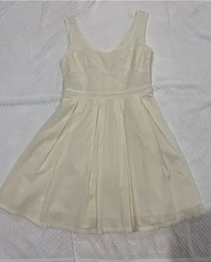 Cream Sleeveless Mini Dress with Eyelet Bodice thumbnail 1