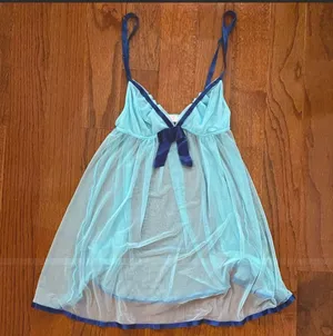 y2k victoria’s secret angels baby blue sheer baby doll chemise / teddy thumbnail 2