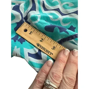 Annie Griffin Shorts Women's Sz 4 100% Silk‎ Blue White Geometric Print #BB12-4 thumbnail 7