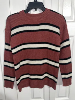 Pink Rose Women's Striped Crewneck Knit Sweater thumbnail 1