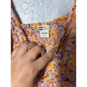 Billabong Women's Swept Away Midi Dress Boho Floral Smocked Babydoll Milkmaid thumbnail 6