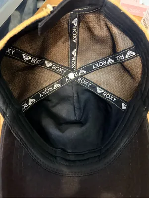 Roxy Baseball Cap Black Speckled Straw Weave Back Leather Patch Adjustable Hat thumbnail 5