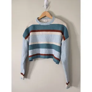 Pacsun Cropped Sweater Striped Blue Size Medium Pullover Style NEW‎ thumbnail 5