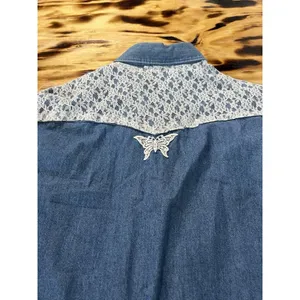Black Canyon Denim Button Shirt‎ Embroidered Lace Size XL Western Women Vintage thumbnail 11
