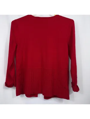 Emma James Women’s M Red Embroidered Floral Cardigan thumbnail 8