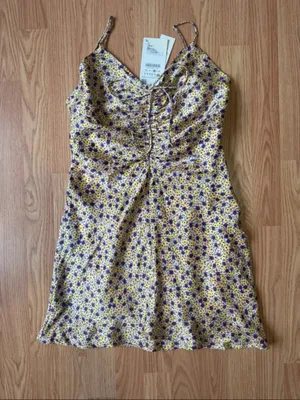 Zara Yellow Mini Dress with Purple Floral Print thumbnail 5