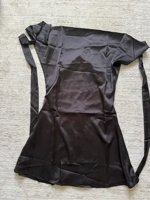 SHEIN Black Halter Mini Satin Dress with Draped Neckline (Size XS) thumbnail 3
