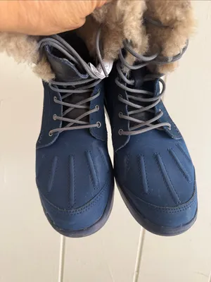 UGG Cecile Navy Blue Leather Sheepskin Duck Boots 1014361K Size 5 thumbnail 11