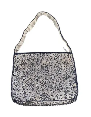 Vintage 90s Hillard& Hansen satin beaded evening bag formal purse prom black tie thumbnail 1