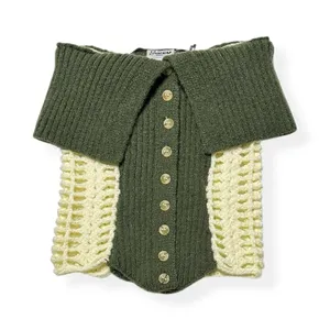 JADED LONDON Akio Knitted Corset Top, Olive, XS thumbnail 5