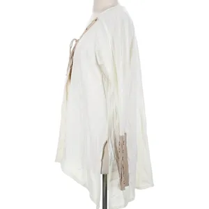 Free People Along For The Ride Tee Ivory Tan Grommet Lace Up Oversized Tunic Top thumbnail 7