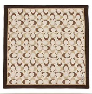 Coach Signature C Square Scarf Brown Beige Cotton Silk Blend Aprox 26” thumbnail 1