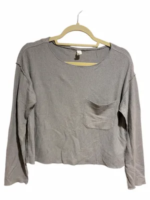 Anthropologie Daily Practice Gray Grey Waffle Lightweight Long Sleeve Top XS thumbnail 2