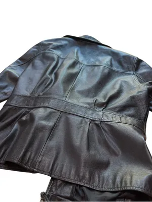 Wilsons Leather Black Genuine Leather Jacket Womens XL Zip Front Collared Fitted thumbnail 11