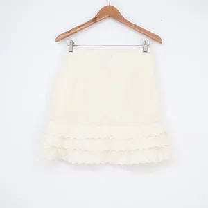 The Limited Cream Eyelet Cotton Mini Skirt Tiered Ruffle Hem Size 4 Embroidered thumbnail 4