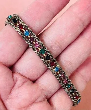 Vintage gold plated rhinestone tennis bracelet thumbnail 1