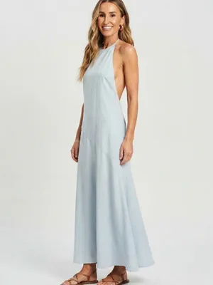 NWT Zara Light Blue Halter Open Back woman’s midi Dress Small thumbnail 11